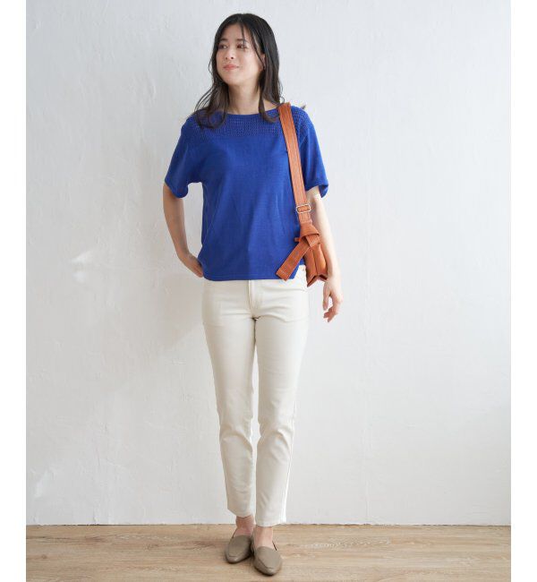 ikka「透かし編み切り替えニットプルオーバー」|プルオーバー|