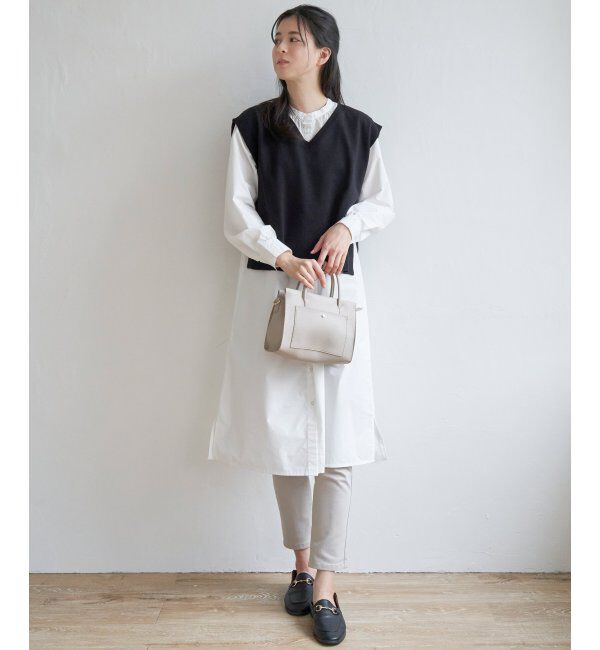 ikka「【2点セット】ニットベストシャツワンピセット」|ワンピース|