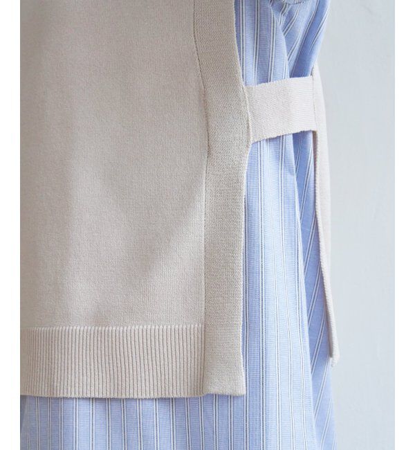 ikka「【2点セット】ニットベストシャツワンピセット」|ワンピース|