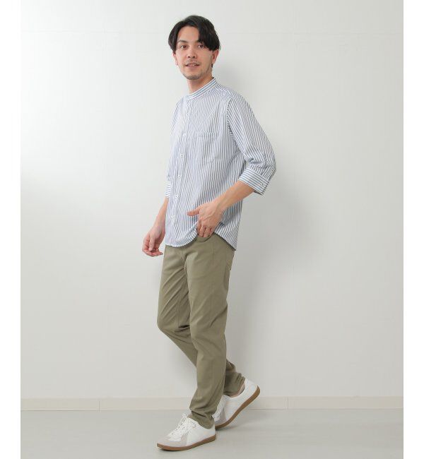 ikka「7分袖イージーケアバンドカラーシャツ」|シャツ・ブラウス|