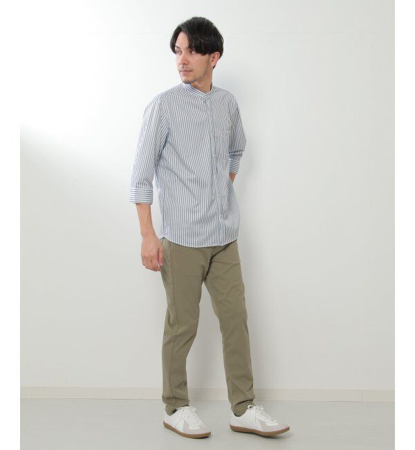 ikka「7分袖イージーケアバンドカラーシャツ」|シャツ・ブラウス|