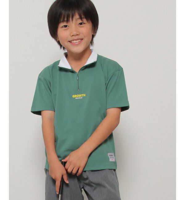 ikka kids「襟配色ハーフZIPT（120~160cm）」|Tシャツ・カットソー|グリーン