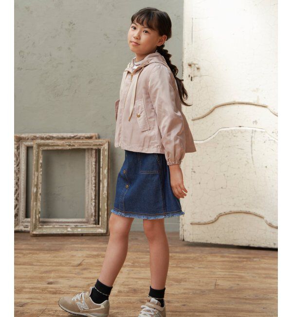 ikka kids「フリンジ前ボタンデニムスカート（120~160cm）」|スカート|