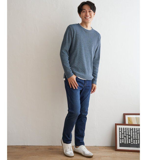 ikka「メランジワッフルフェイクロンT」|Tシャツ・カットソー|