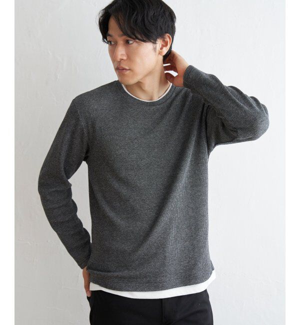 ikka「メランジワッフルフェイクロンT」|Tシャツ・カットソー|