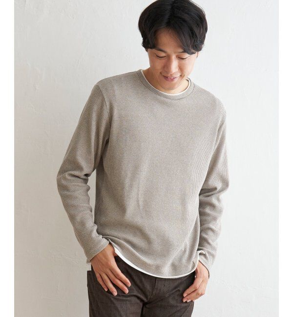ikka「メランジワッフルフェイクロンT」|Tシャツ・カットソー|