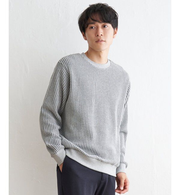 ikka「ビッグワッフルクルーネックプルオーバー」|パーカー|グレイ