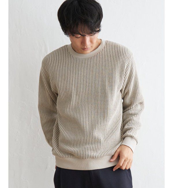 ikka「ビッグワッフルクルーネックプルオーバー」|パーカー|ベージュ