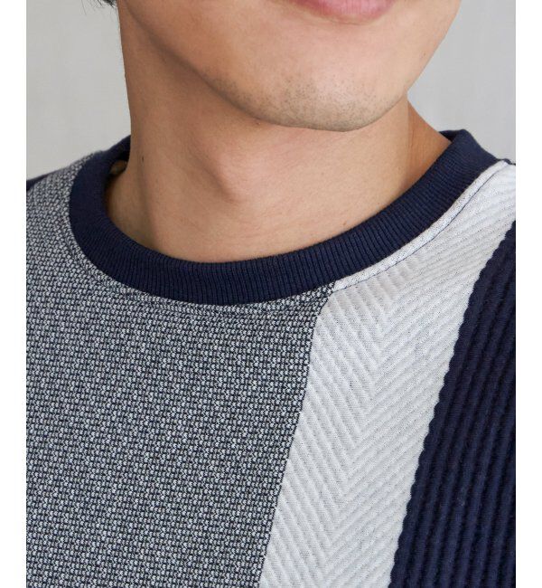 ikka「ブロックスジャガードクルーネック」|パーカー|