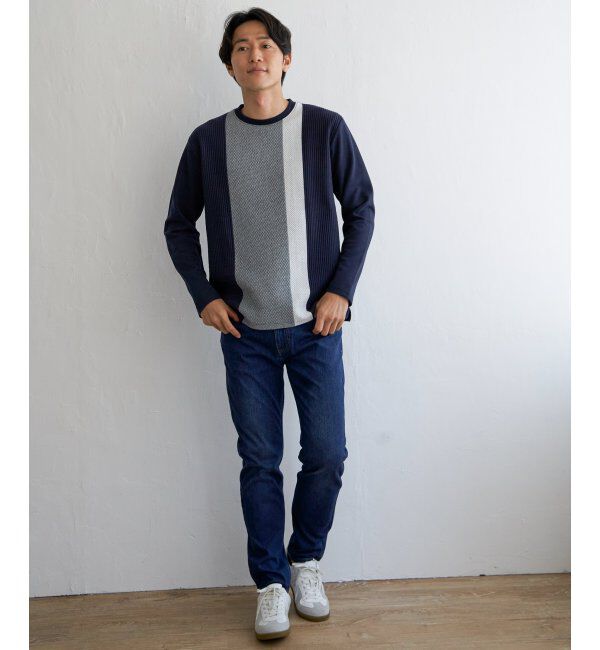 ikka「ブロックスジャガードクルーネック」|パーカー|