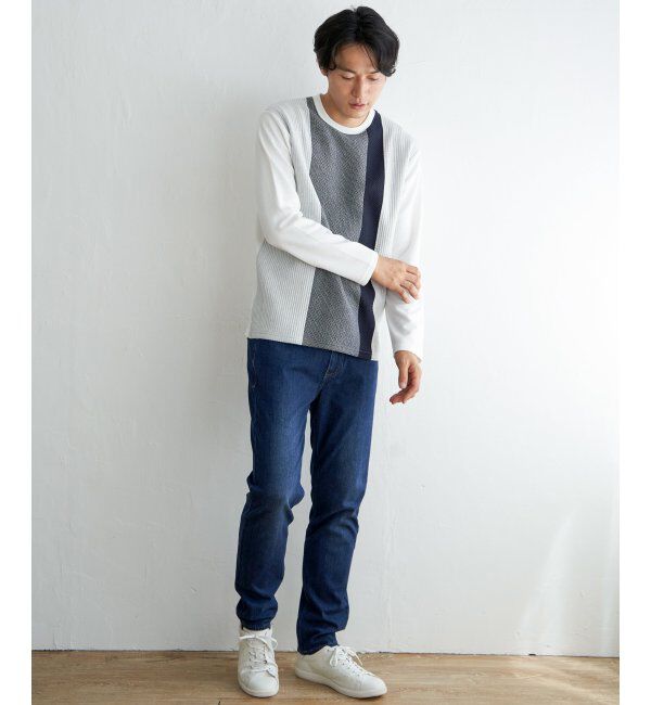 ikka「ブロックスジャガードクルーネック」|パーカー|