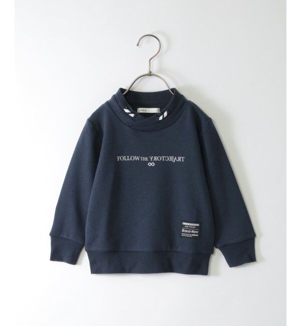 ikka kids「チビハイメッセージロゴトレーナー（100~160cm）」|Tシャツ・カットソー|ネイビー