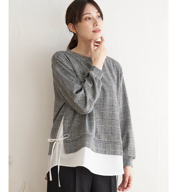 ikka「サイドリボン裾レイヤードプルオーバー」|その他|ブラック