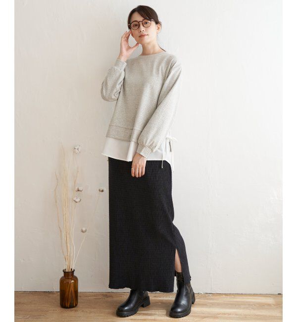 ikka「サイドリボン裾レイヤードプルオーバー」|その他|