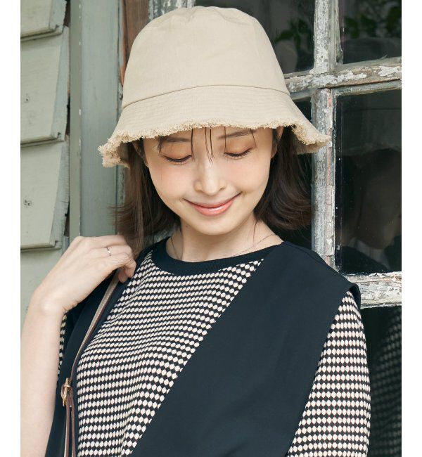 ikka「UVバケットフリンジハット」|その他|ベージュ
