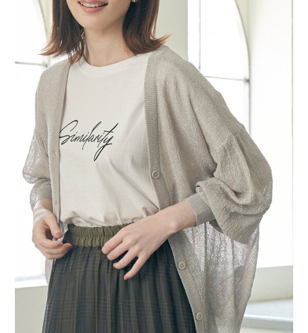 ikka「Vネックラメニットカーディガン」|その他|グレー