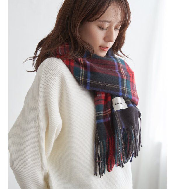 ikka「カシミヤタッチチェックマフラー」|マフラー|レッド