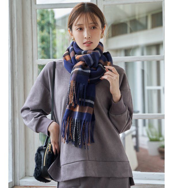 ikka「カシミヤタッチチェックマフラー」|マフラー|