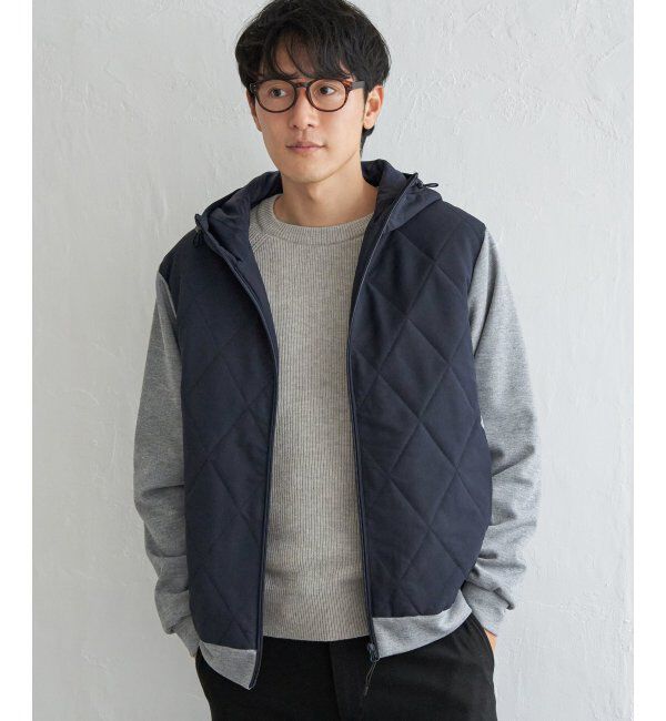 ikka「sorona(R)コンビ中綿パーカー」|ブルゾン・スタジャン|ネイビーブルー