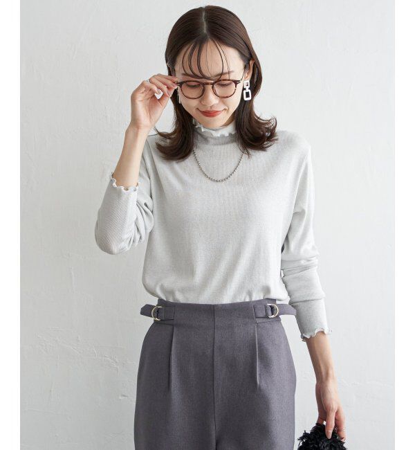 ikka「ハイネックテレコ長袖プルオーバー」|Tシャツ・カットソー|