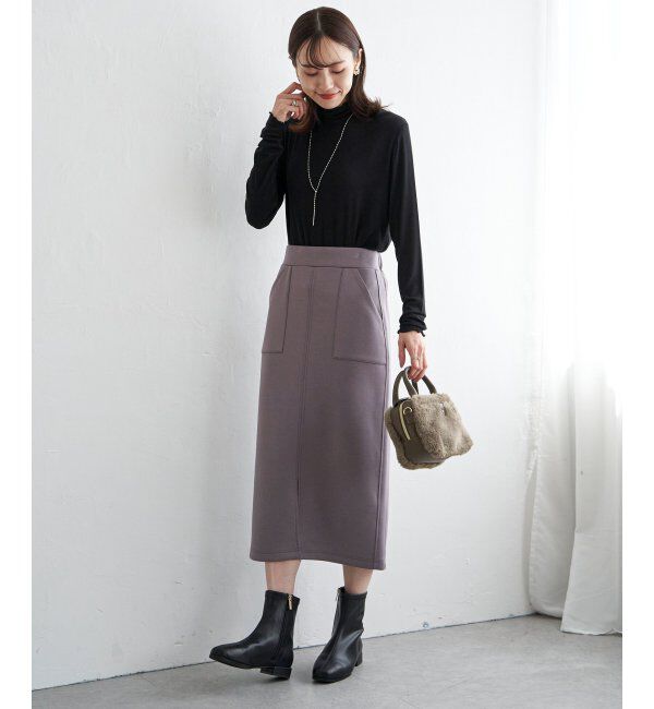 ikka「ハイネックテレコ長袖プルオーバー」|Tシャツ・カットソー|