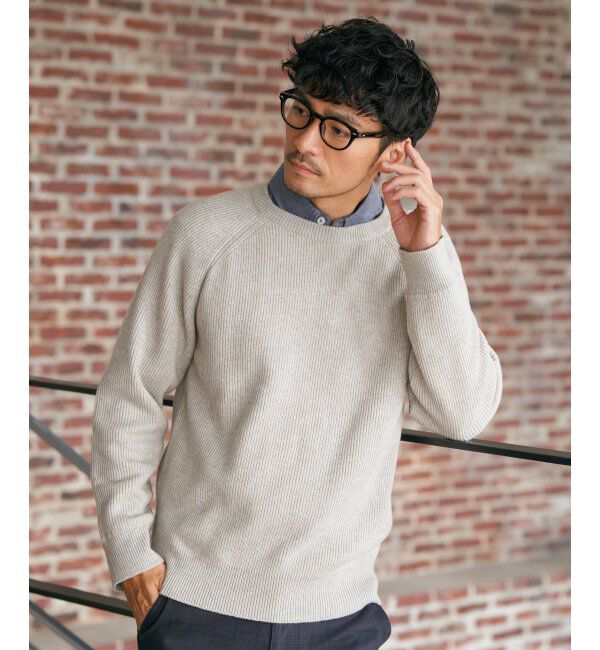 ikka「ウォッシャブル畦クルーネックニット」|プルオーバー|