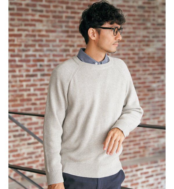 ikka「ウォッシャブル畦クルーネックニット」|プルオーバー|