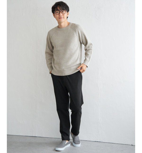 ikka「ウォッシャブル畦クルーネックニット」|プルオーバー|