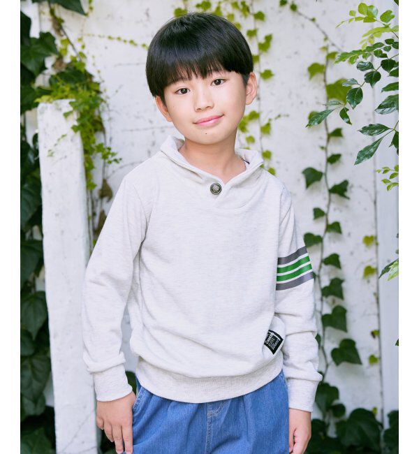 ikka kids「コンチョボタンショール襟トレーナー（120~160cm）」|Tシャツ・カットソー|