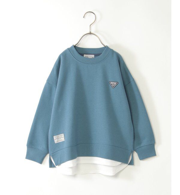 ikka kids「裏起毛レイヤードワッペントレーナー（120~160cm）」|Tシャツ・カットソー|ブルー