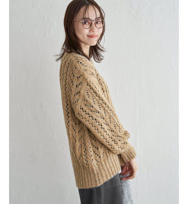 ikka「ラメリリヤーン透かし編みプルオーバー」|プルオーバー|