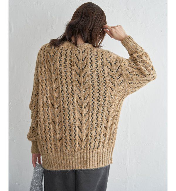 ikka「ラメリリヤーン透かし編みプルオーバー」|プルオーバー|