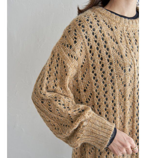 ikka「ラメリリヤーン透かし編みプルオーバー」|プルオーバー|
