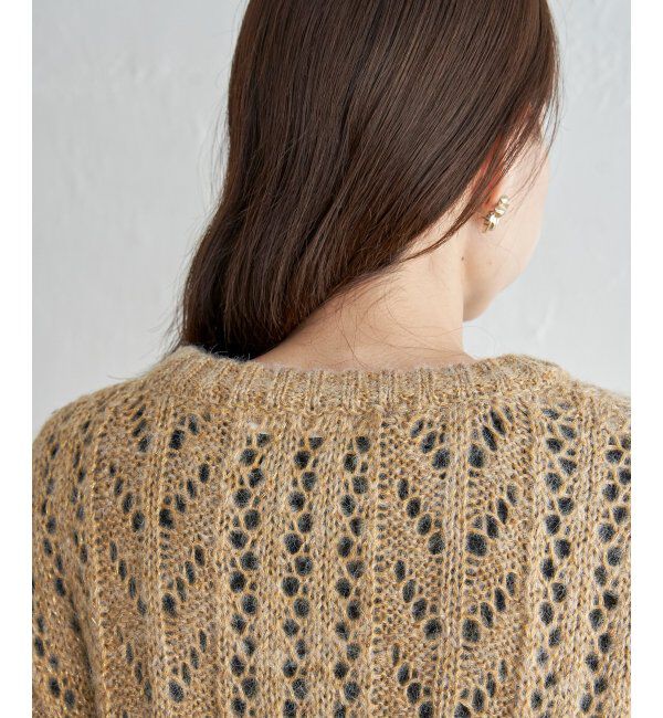 ikka「ラメリリヤーン透かし編みプルオーバー」|プルオーバー|