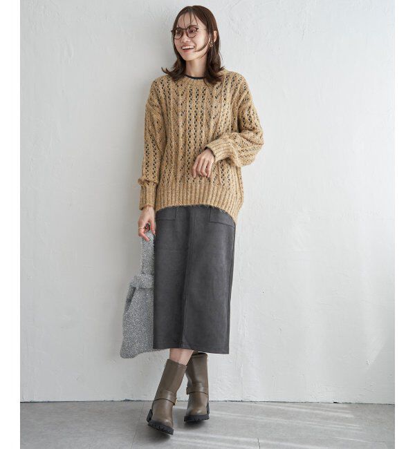 ikka「ラメリリヤーン透かし編みプルオーバー」|プルオーバー|