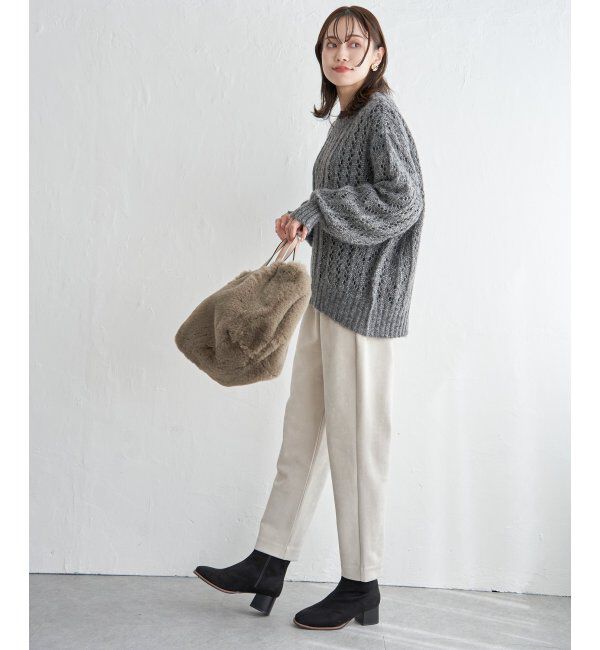 ikka「ラメリリヤーン透かし編みプルオーバー」|プルオーバー|