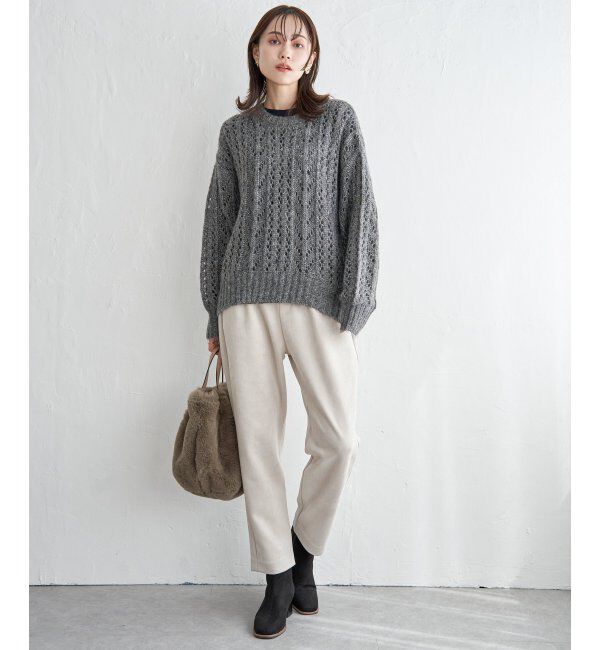 ikka「ラメリリヤーン透かし編みプルオーバー」|プルオーバー|