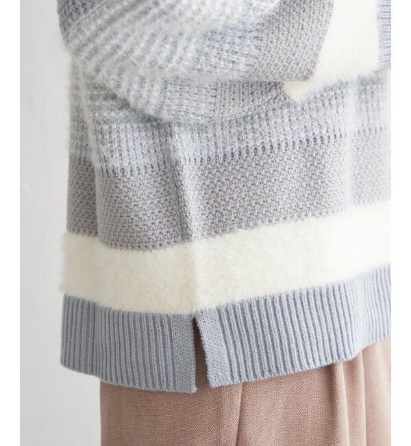 ikka「フェザー切り替えボーダーニットプルオーバー」|プルオーバー|