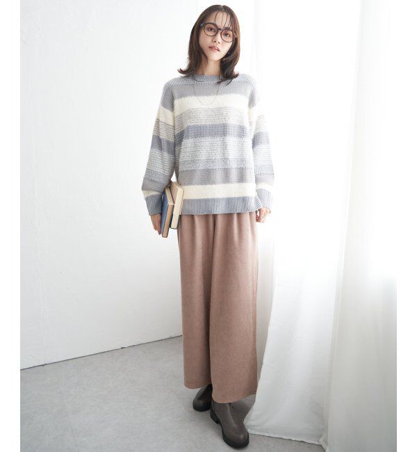 ikka「フェザー切り替えボーダーニットプルオーバー」|プルオーバー|