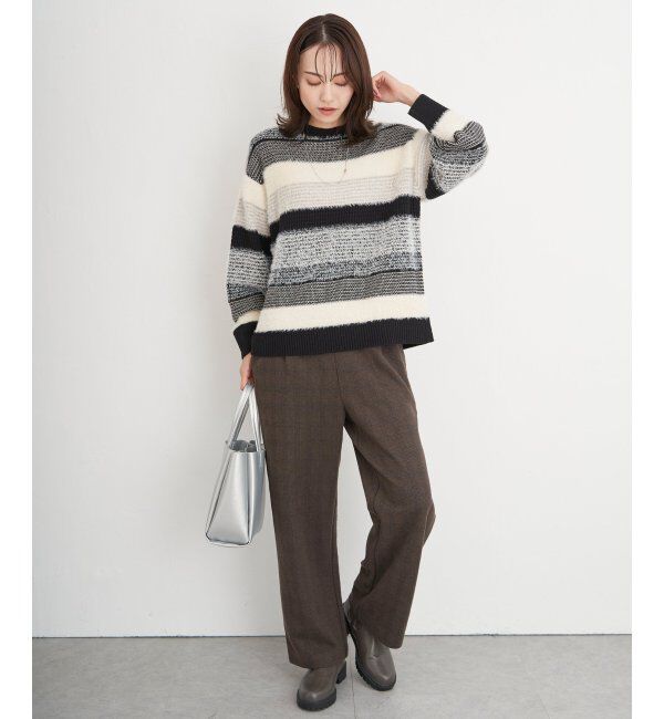 ikka「フェザー切り替えボーダーニットプルオーバー」|プルオーバー|