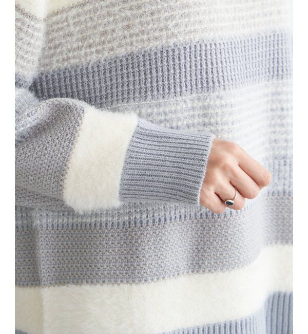 ikka「フェザー切り替えボーダーニットプルオーバー」|プルオーバー|