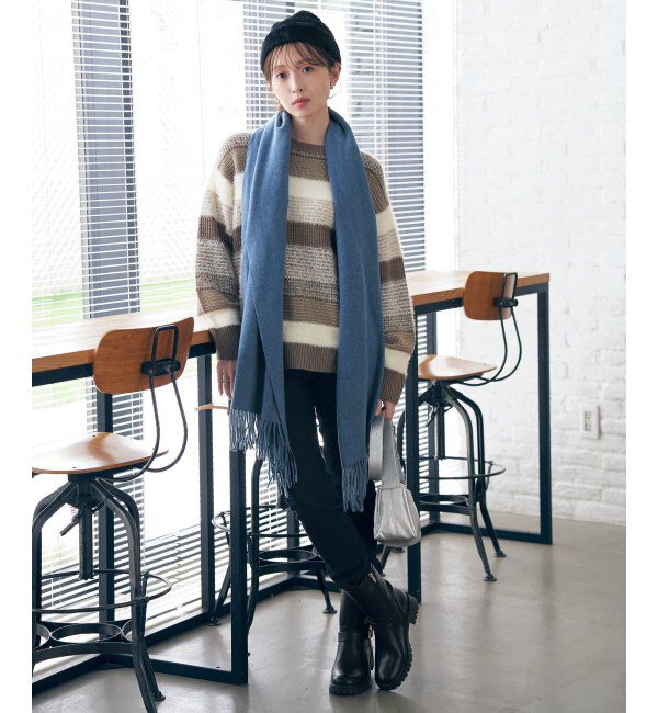 ikka「フェザー切り替えボーダーニットプルオーバー」|プルオーバー|