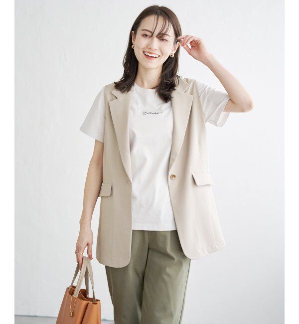 ikka「リネンライクテーラードジレ」|ダウンベスト・ベスト|