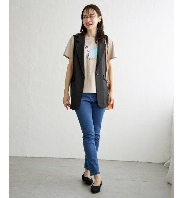 ikka「リネンライクテーラードジレ」|ダウンベスト・ベスト|