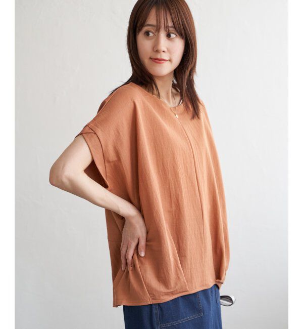 ikka「冷感鹿の子センターシームタックプルオーバー」|その他|オレンジ