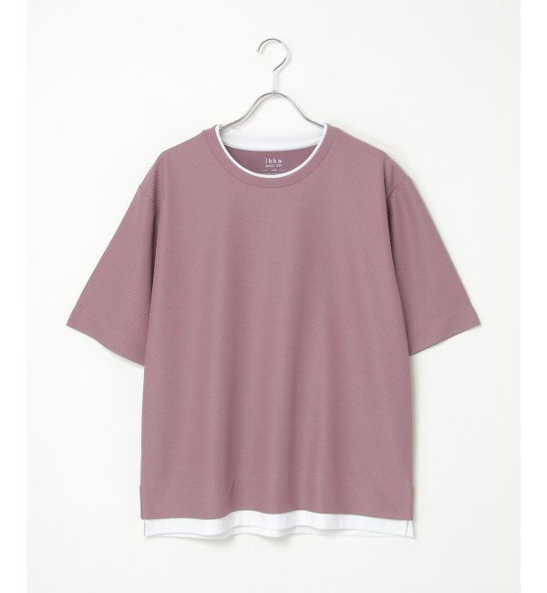 ikka「【吸水速乾】ドライ鹿の子レイヤードTシャツ5分袖」|Tシャツ・カットソー|