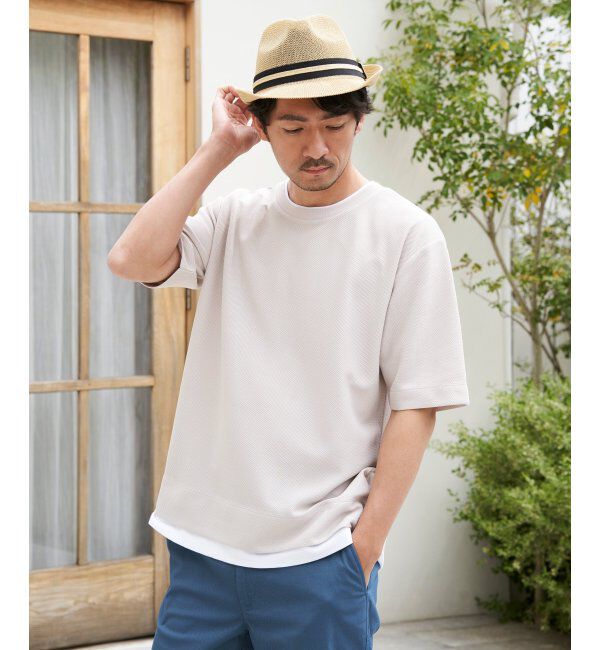 ikka「【吸水速乾】ドライ鹿の子レイヤードTシャツ5分袖」|Tシャツ・カットソー|