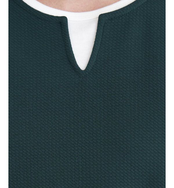 ikka「キーネックレイヤード7分袖Tシャツ」|Tシャツ・カットソー|