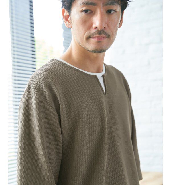 ikka「キーネックレイヤード7分袖Tシャツ」|Tシャツ・カットソー|