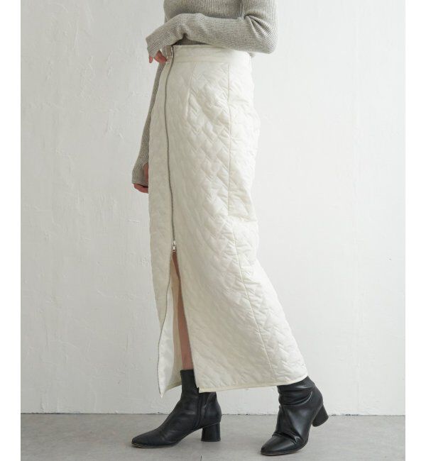 VENCE share style「ハートキルトダブルジップタイトスカート」|スカート|ホワイト